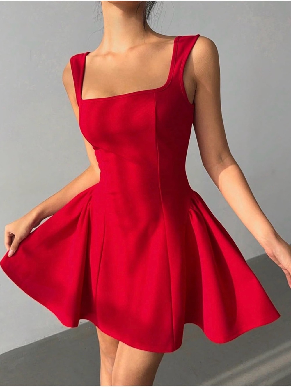 NWT Elegant Red Square-Neck Fit & Flare Dress